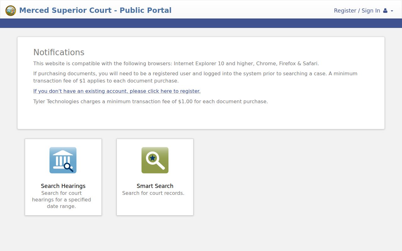 Merced County people search in Superior Court Odyssey Public Portal