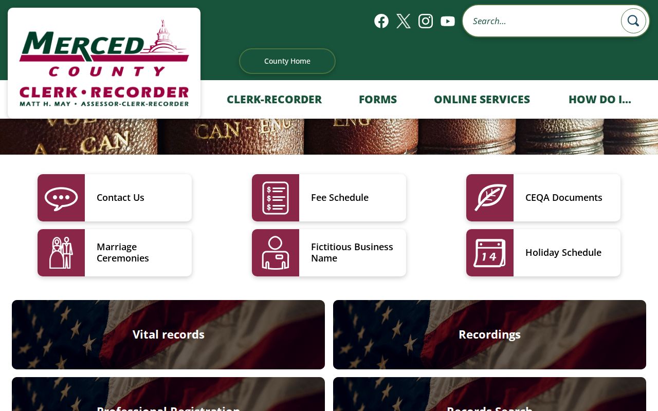 Merced County public records Clerk-Recorder services page