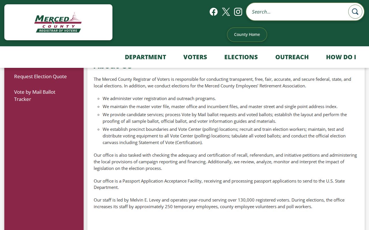 Merced County voter records master voter file description